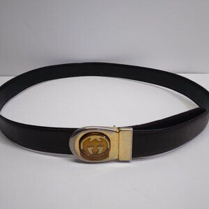 Vintage Gucci Reversible GG Black Brown Leather Belt